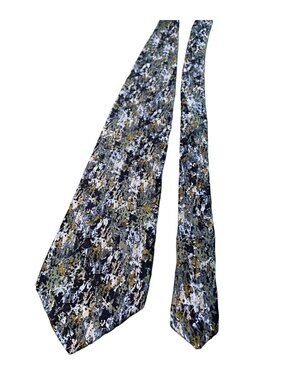 Cocktail Collection Silk Tie Abstract Pattern Mens Blue Green Gold